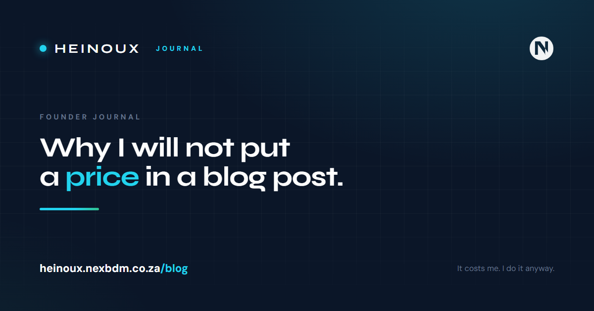 Why I will not put a price in a blog post