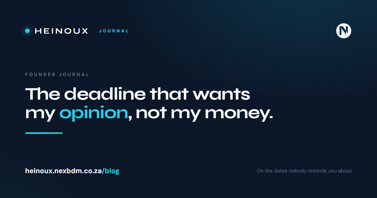 The deadline that wants my opinion, not my money