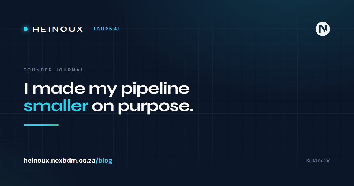 I made my pipeline smaller on purpose
