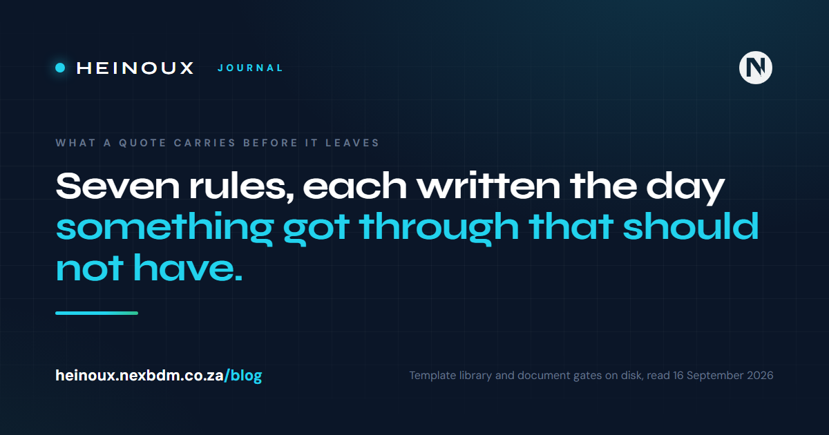 What a quote has to carry before it leaves here