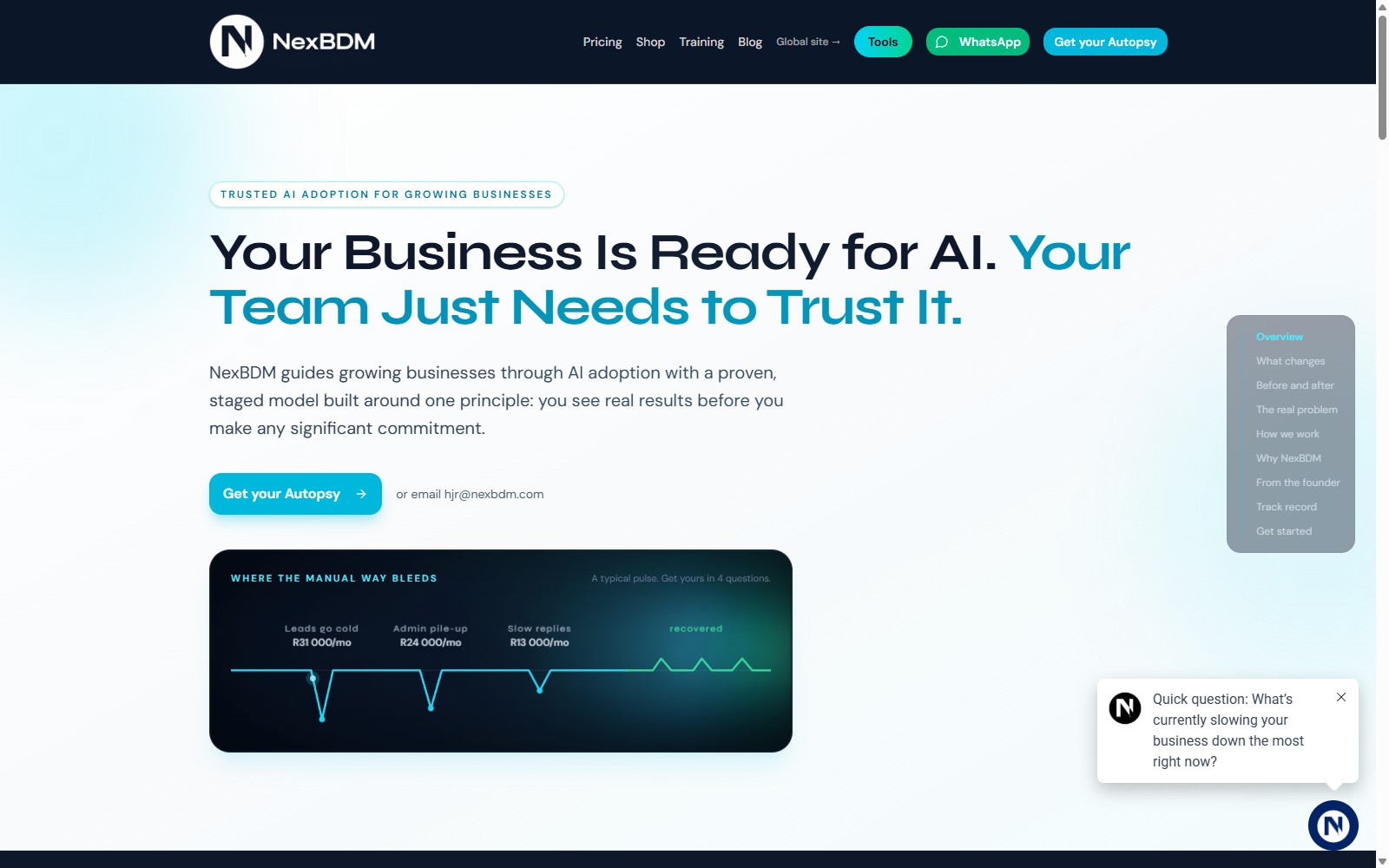 NexBDM website — Your Business Is Ready for AI